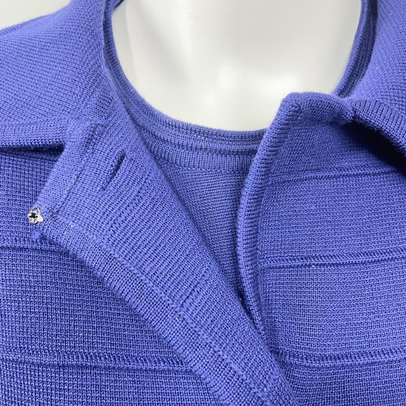 Vintage 60s World Knits Zephyr Wool Dress Jacket Set Size 14 Royal Blue Ribbed - Picture 9 of 9
